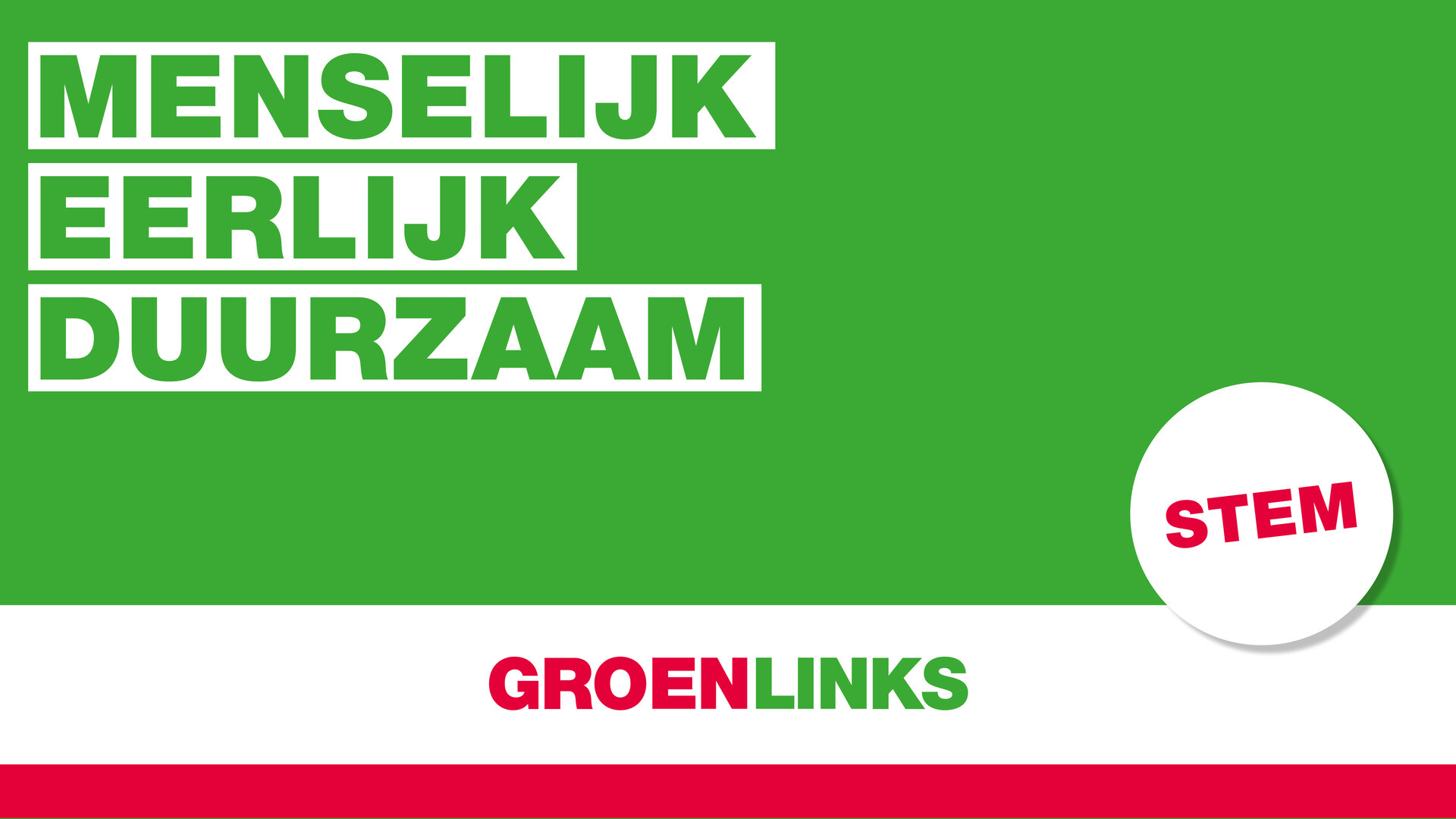 Flyer Menselijk, Eerlijk, Duurzaam